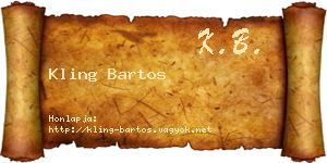 Kling Bartos névjegykártya